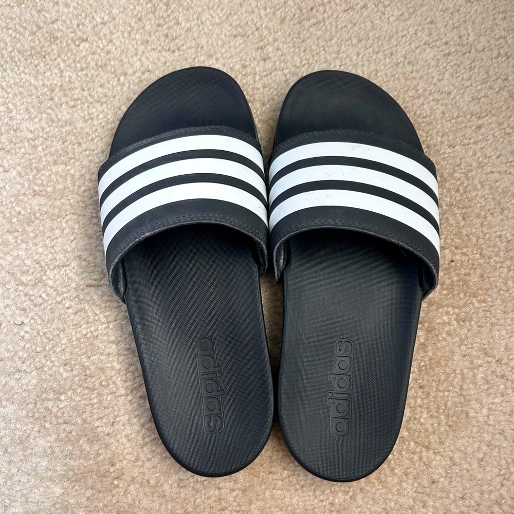 Black and White ADIDAS Slides
